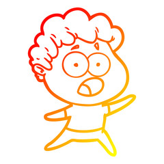 warm gradient line drawing cartoon man gasping in surprise