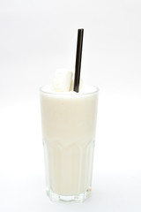 milkshake with marshmallows on a white background