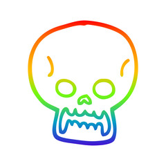 rainbow gradient line drawing cartoon halloween skull
