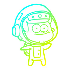 cold gradient line drawing happy astronaut cartoon