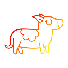 warm gradient line drawing cartoon happy dog
