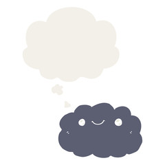 cartoon cloud and thought bubble in retro style