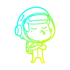 cold gradient line drawing cartoon confident astronaut © lineartestpilot