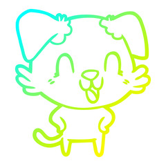 cold gradient line drawing laughing cartoon dog