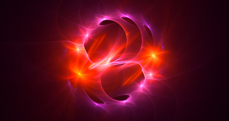 3D rendering abstract red fractal light background