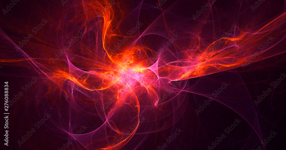 Poster 3d rendering abstract red fractal light background