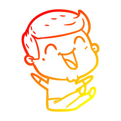 Obraz premium warm gradient line drawing cartoon man laughing