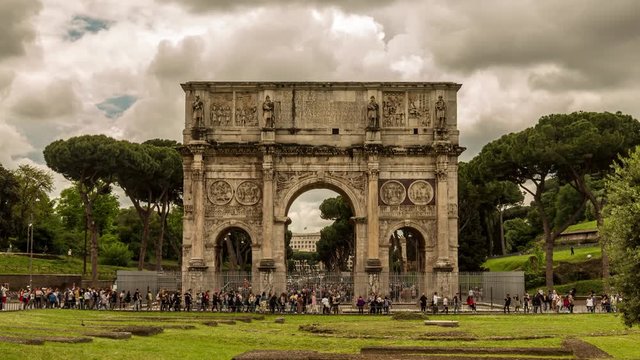 K Timelapse Arch of Constantine, Rome, Italy