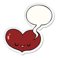 cartoon love heart character and speech bubble sticker