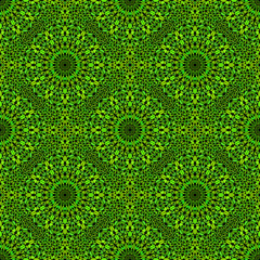 Bohemian seamless kaleidoscope pattern background - abstract green vector illustration
