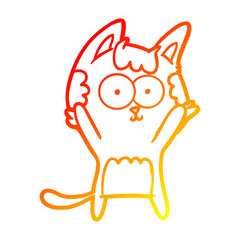 Obraz premium warm gradient line drawing happy cartoon cat