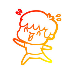 warm gradient line drawing cartoon laughing boy