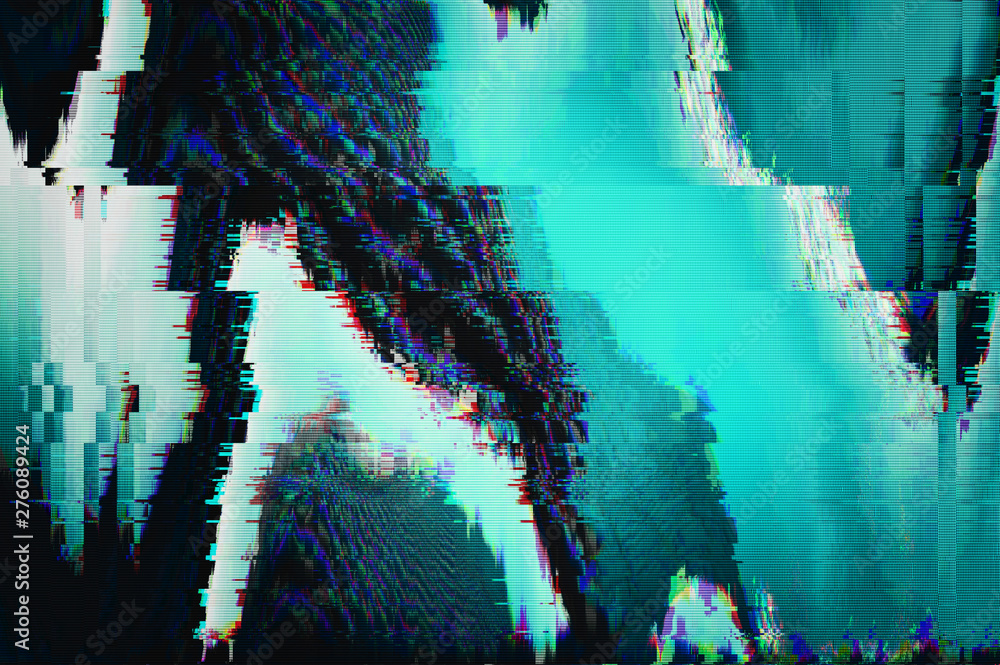 Aufkleber futuristic glitch background. abstract pixel noise glitch error video damage like vhs glitch. patter
