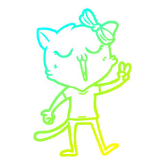 cold gradient line drawing cartoon cat