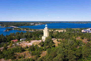 Fototapeta na wymiar The City Of Kotka. Finland. Haukkavuori Lookout Tower. Bird's-eye view.