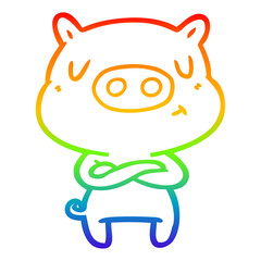 rainbow gradient line drawing cartoon content pig