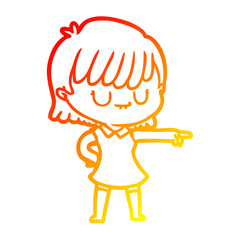 warm gradient line drawing cartoon woman