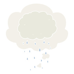 cartoon rain cloud and thought bubble in retro style