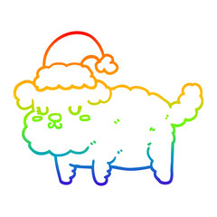 rainbow gradient line drawing cute christmas dog