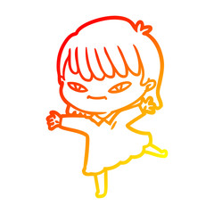 warm gradient line drawing cartoon woman