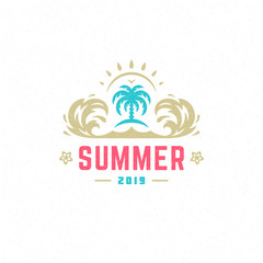Summer holidays label or badge typography slogan design