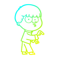 cold gradient line drawing cartoon curious boy