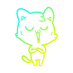 cold gradient line drawing cartoon cat singing