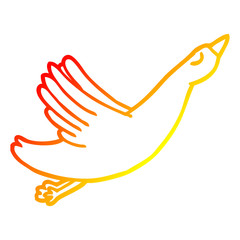 warm gradient line drawing cartoon flying goose