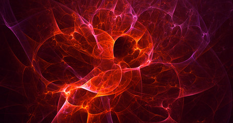 3D rendering abstract red fractal light background