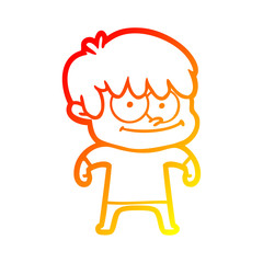 warm gradient line drawing happy cartoon man