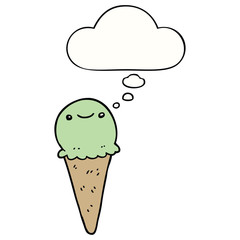 cartoon ice cream and thought bubble