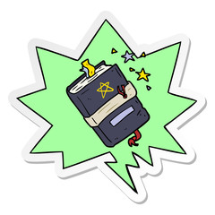 cartoon witch's book of spells and speech bubble sticker