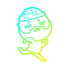 cold gradient line drawing cartoon worried man with beard