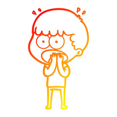 warm gradient line drawing cartoon shocked man