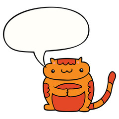 cute cartoon cat and speech bubble