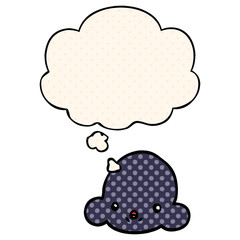 cartoon cloud and thought bubble in comic book style