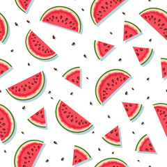 Vector naadloos patroon met watermeloenplakken.