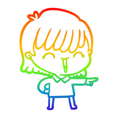 rainbow gradient line drawing cartoon woman