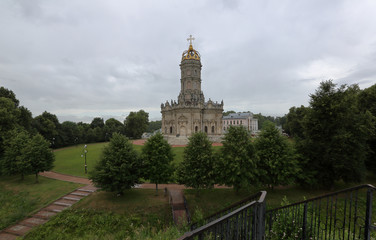 Exterior of the Church of the Sign of the Blessed Virgin. Monument of architecture of the 17-18 centuries. Dubrovitsy, Russia