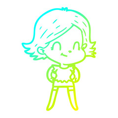 cold gradient line drawing cartoon friendly girl