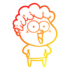 warm gradient line drawing cartoon happy man