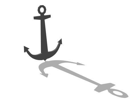 Nautical anchor. Isolated on white. 3D vector illustration.