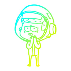 Fototapeta premium cold gradient line drawing cartoon tired astronaut
