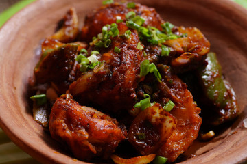 Chilli egg or Spicy cottage cheese, served with capsicum and onion, favourite indian starter menu