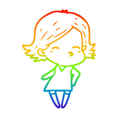 rainbow gradient line drawing cartoon woman