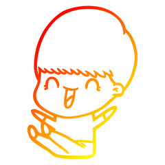 warm gradient line drawing happy cartoon boy