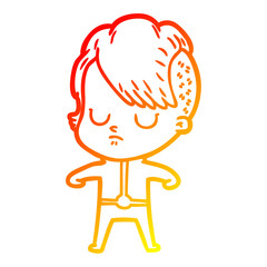 warm gradient line drawing cartoon woman