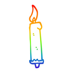 rainbow gradient line drawing cartoon birthday candle