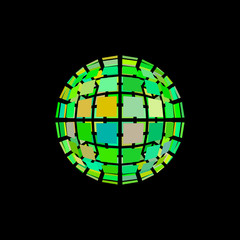 Fototapeta na wymiar Abstract polygonal broken sphere.3d Vector colorful illustration.