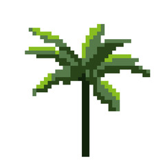 Naklejka na ściany i meble Palm tree. Isolated on white. Vector illustration. Pixel art.
